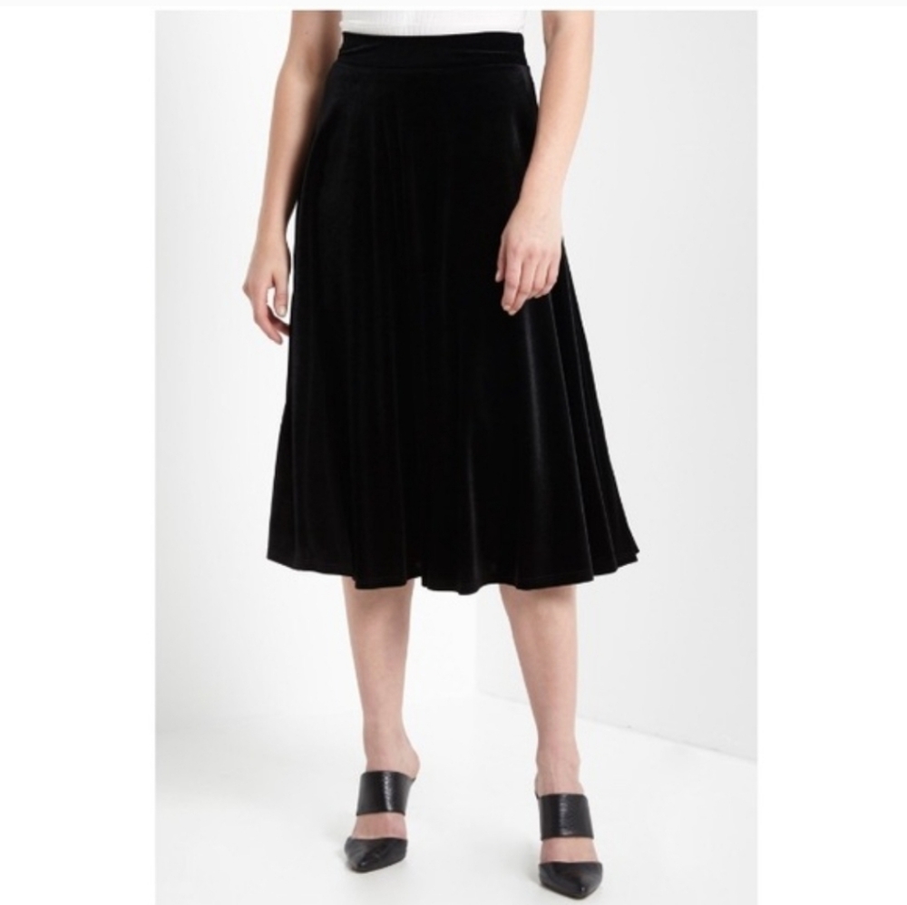 MICHAEL Michael Kors Classic Black Velvet A-Line Midi Skirt